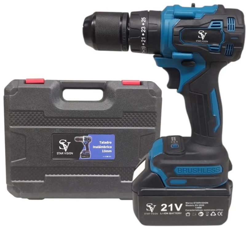 PowerDrill™ – Taladro Inalámbrico Profesional 21V con Maletín Completo